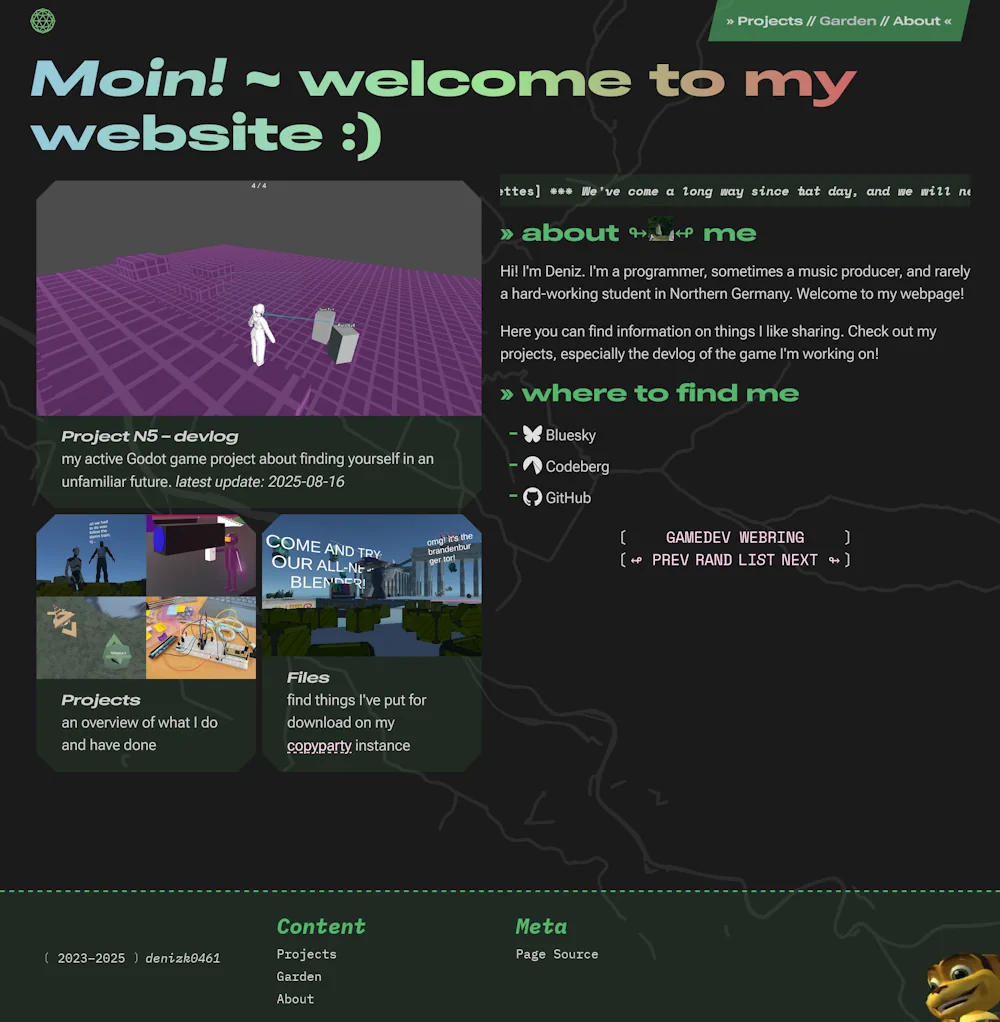 Screenshot of the website's main page